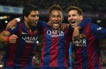 Messi, Suarez, Neymar hit 100 goals for season
