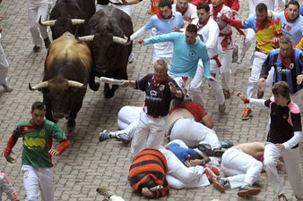 Two men gored in Spain's Pamplona bull run