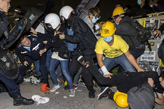 Protesters clash with police at Hong Kong legislature