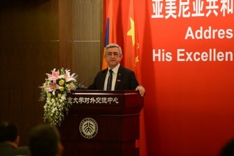 President Serzh Sargsyan delivers speech at Peking University