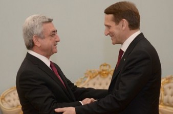 Президент Армении принял спикера Госдумы РФ Сергея Нарышкина
