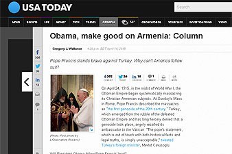 USA Today. Օբամա, կատարի'ր Հայաստանի վերաբերյալ խոստումդ