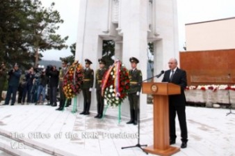 Президент НКР участвовал в открытии памятника-колокольни, посвященного 100-й годовщине Геноцида армян