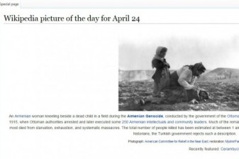 Ապրիլի 24-ին անգլերեն Wikipedia-ի օրվա լուսանկարը նվիրված է եղել Հայոց ցեղասպանությանը