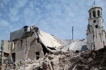 Armenian church destroyed by shelling in Aleppo