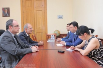 NA Deputy Speaker Eduard Sharmazanov Receives the NKR NA Deputy Speaker Vahram Balayan