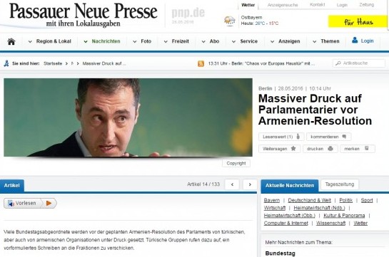 Passauer Neue Presse: Турецкие националисты угрожают Бундестагу и главе партии Зеленых в связи с обсуждением проекта резолюции о Геноциде армян