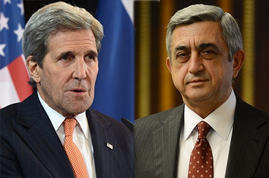 Саргсян и Керри обсудили ход выполнения достигнутых в Вене и Петербурге договоренностей по Карабаху