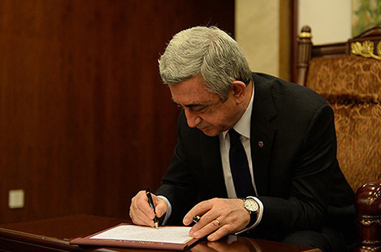 Սերժ Սարգսյանը ստորագրել է Ազգային Ժողովի ընդունած մի շարք օրենքներ