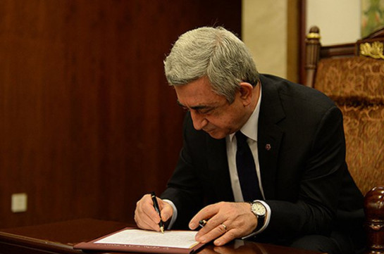 Սերժ Սարգսյանը ստորագրել է Հայաստանի և Ռուսաստանի միջև միացյալ զորախմբի մասին համաձայնագիրը վավերացնելու մասին օրենքը
