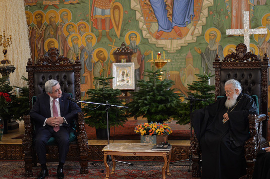 Президент Армении встретился с Католикосом-Патриархом всея Грузии Илией Вторым