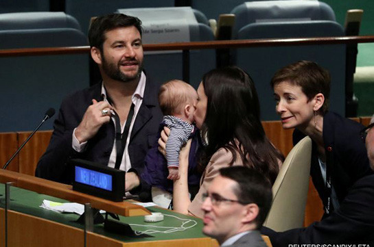 Նոր Զելանդիայի վարչապետը 3 ամսական դստեր հետ գնացել է ՄԱԿ-ի Գլխավոր ասամբլեայի նստաշրջանին