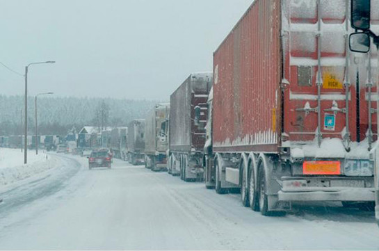 267 trucks gathered in the Russian side of Lars border check-point