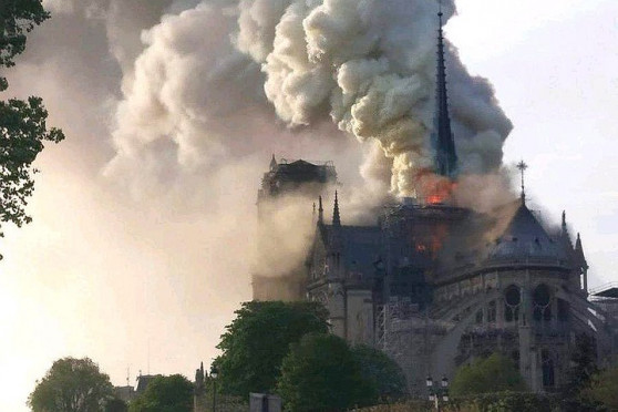 Image result for Notre-Dame cathedral: Firefighters tackle blaze in Paris