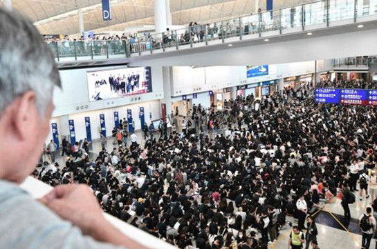 Hong Kong protests: Demonstrators gather at the airport