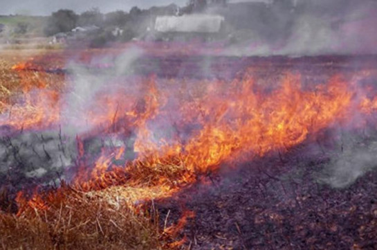 На пути к Хосровскому заповеднику горит 17 гектаров растительности