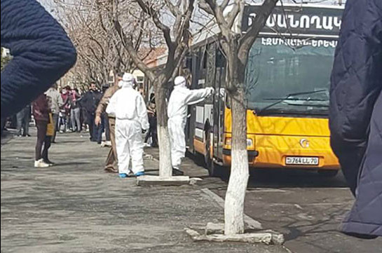 Medical workers examining citizens on Etchmiadzin highway