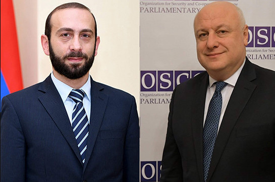 Ararat Mirzoyan Has a Telephone Talk with OSCE PA President George Tsereteli