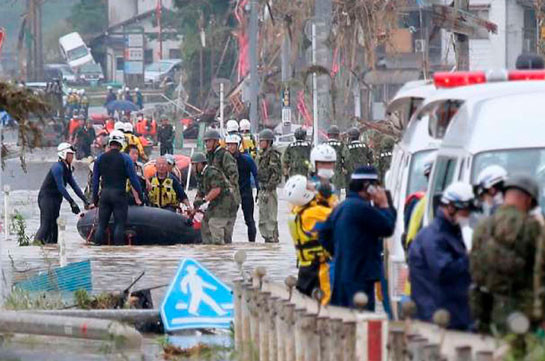 Ճապոնիայում հորդառատ անձրևների պատճառով 57 մարդ է մահացել, 17-ը՝ անհետ կորել