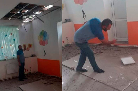 ВС Азербайджана ударили по детскому саду села Айгепар в Армении (Фото)