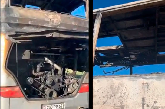 Азербайджан нанес удар по гражданскому автобусу в городе Варденис в Армении (Видео)