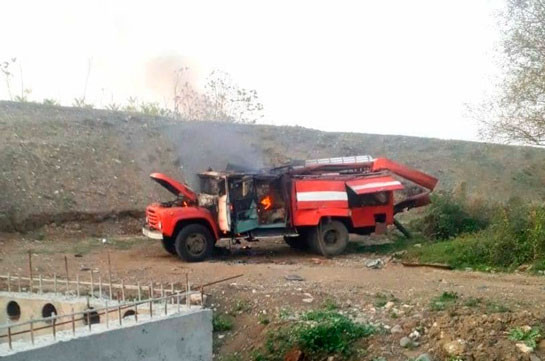 Azerbaijan targets fire truck of Askeran rescue service