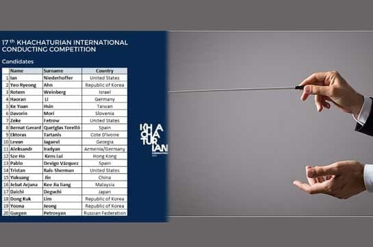 Արամ Խաչատրյանի անվան միջազգային մրցույթին կմասնակցի 15 երկրի 20 երաժիշտ