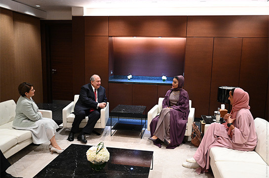 Կրթության և գիտության ոլորտներում Կատարի հետ համագործակցության մեծ հնարավորություններ կան. նախագահ Սարգսյանը հանդիպել է շեյխուհի Մոզա բինթ Նասեր ալ-Միսնեդի հետ