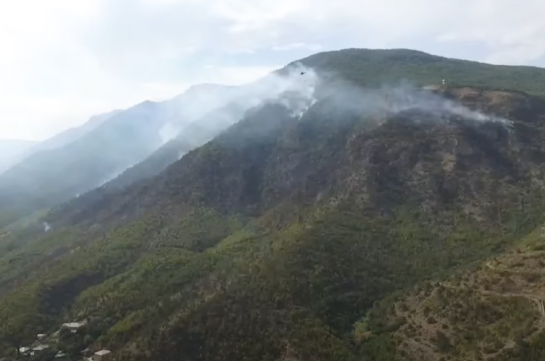 В тушении пожара близ винного завода города Иджеван участвуют 1 вертолет Минобороны и 82 спасателя