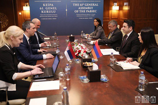 Армения и Сербия будут последовательно развивать взаимодействие на парламентских площадках: Ален Симонян встретился в Анкере со спикером парламента Сербии