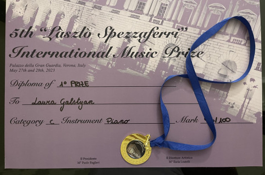 Դաշնակահար Լաուրա Գալստյանը հաղթել է «Làszlò Spezzaferri» միջազգային երաժշտական մրցույթում